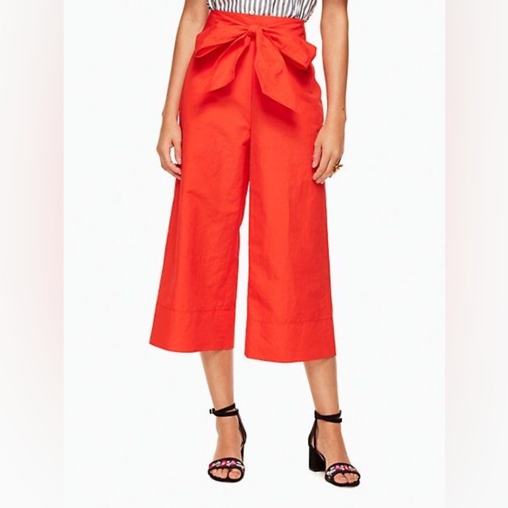 Kate Spade Scenic Route Crop Linen Cotton Wide Leg Culotte Pant